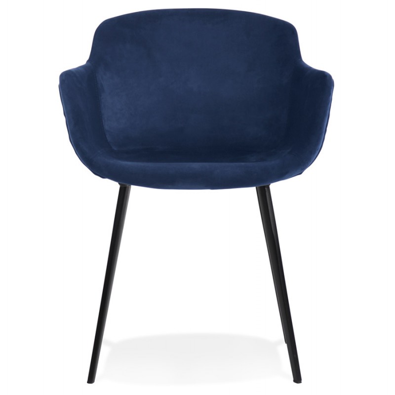 Chair with armrests in velvet feet black metal KEVAN (blue) - image 63034