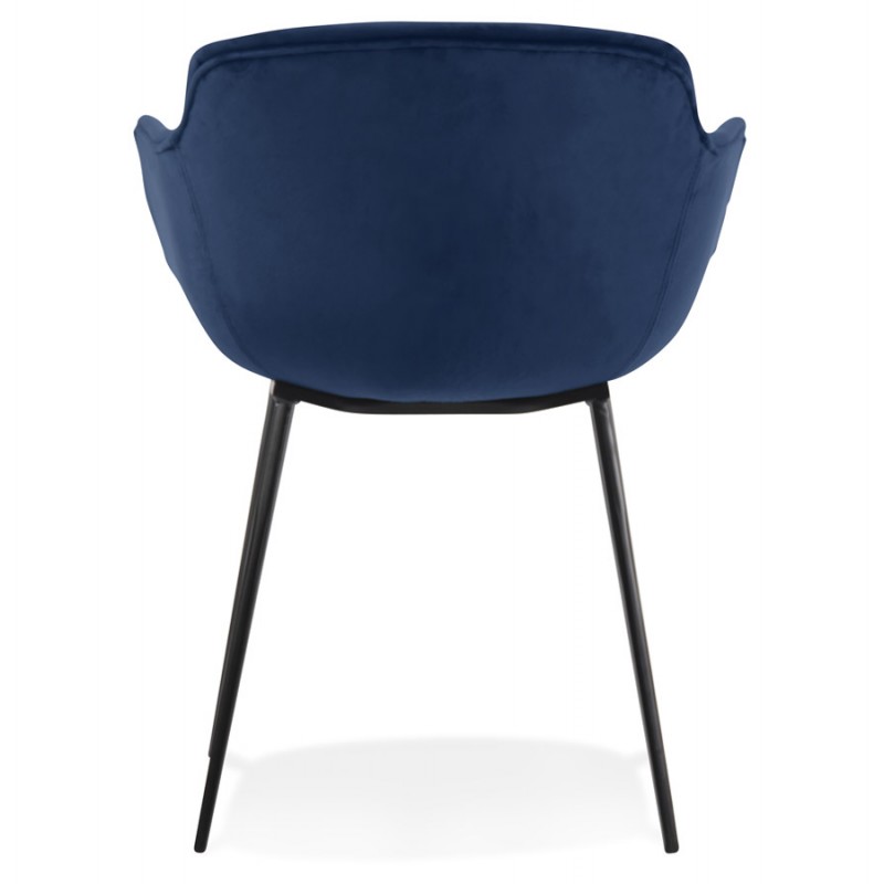 Chaise avec accoudoirs en velours pieds métal noir KEVAN (bleu) - image 63037