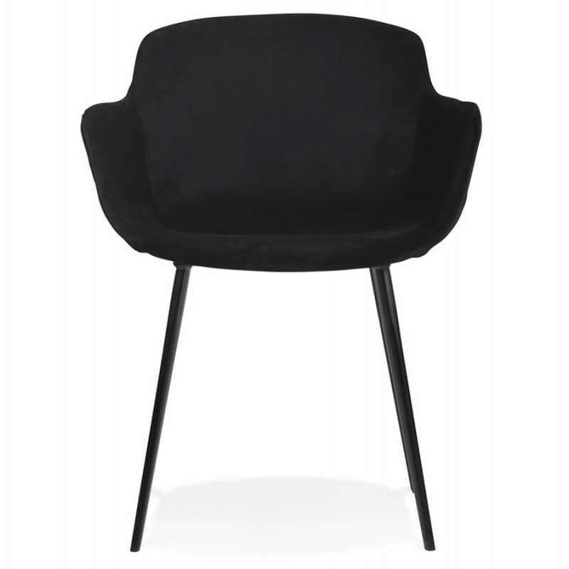 Chaise avec accoudoirs en velours pieds métal noir KEVAN (noir) - image 63040
