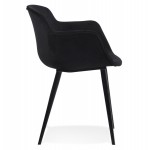 Chair with armrests in velvet feet black metal KEVAN (black)