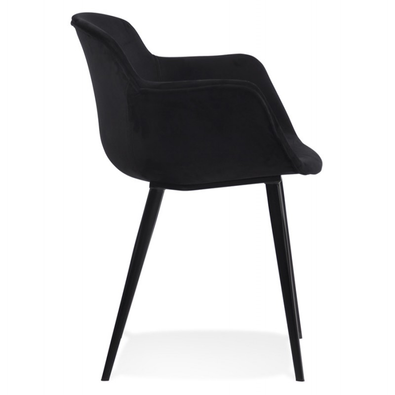 Chair with armrests in velvet feet black metal KEVAN (black) - image 63041