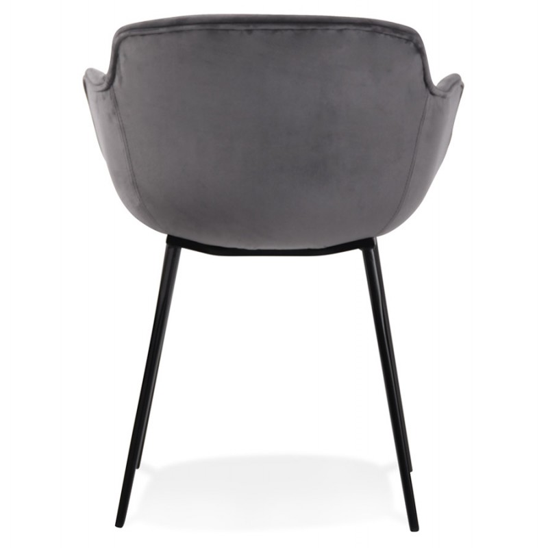 Chaise avec accoudoirs en velours pieds métal noir KEVAN (gris) - image 63049