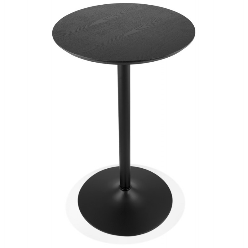 High round wooden top table and black metal leg ELVAN (Ø 60 cm) (black) - image 63102