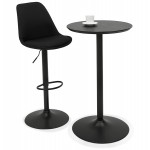Tavolo alto rotondo in legno e gamba in metallo nero ELVAN (Ø 60 cm) (nero)