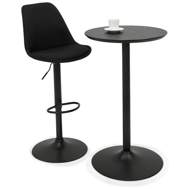 Table haute plateau rond en bois et pied en métal noir ELVAN (Ø 60 cm) (noir) - image 63107