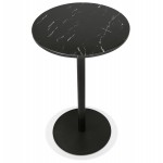 Tavolo alto rotondo effetto marmo effetto marmo e piede in metallo nero OLAF (Ø 60 cm) (nero)