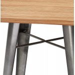 High table in pine wood square top and metal foot (70x70 cm) BALDUR (natural)