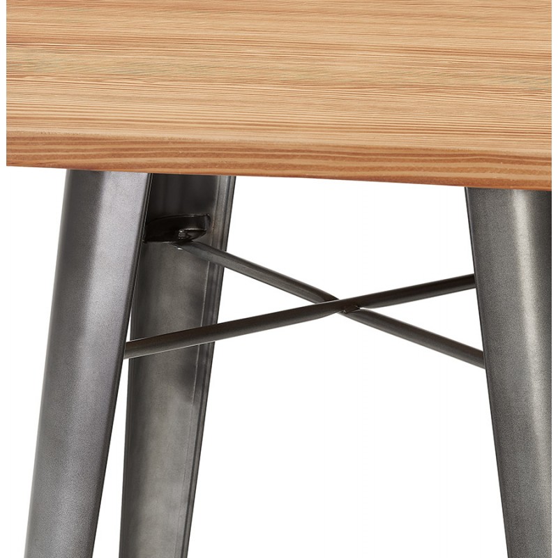 High table in pine wood square top and metal foot (70x70 cm) BALDUR (natural) - image 63163