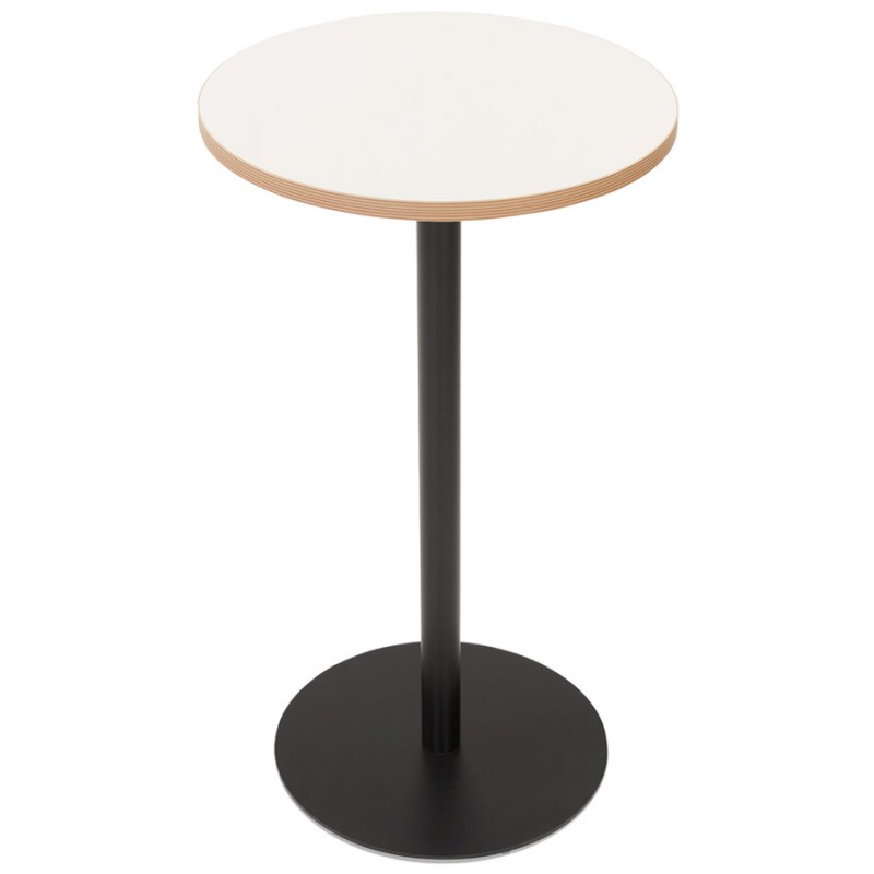 Tavolo alto in legno rotondo e gamba in metallo nero (Ø 60 cm) ARCHIBALD (bianco) - image 63174