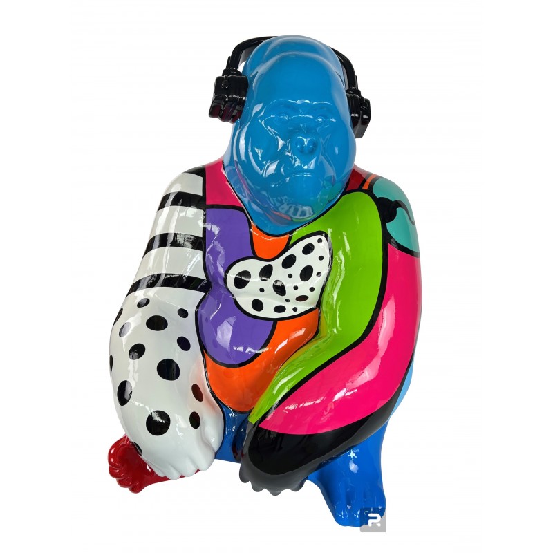 Estatua de diseño decorativo GORILLE en fibra de vidrio (H112 x W80 cm) (multicolor) - image 63341