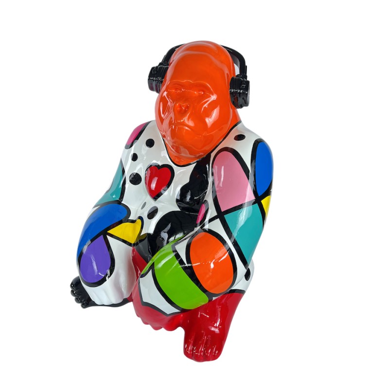 Statue décorative design GORILLE GLAMOUR en fibre de verre (H112 x L80 cm) (multicolore) - image 63346