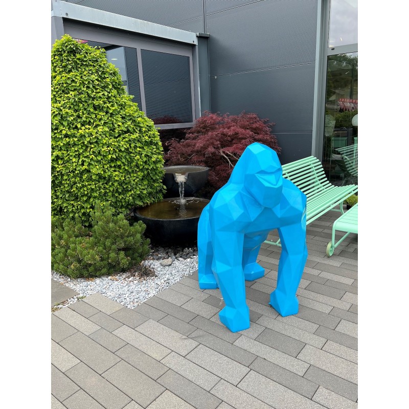Estatua de diseño decorativo GORILLE ORIGAMI en fibra de vidrio (H130 x W110 cm) (azul) - image 63386