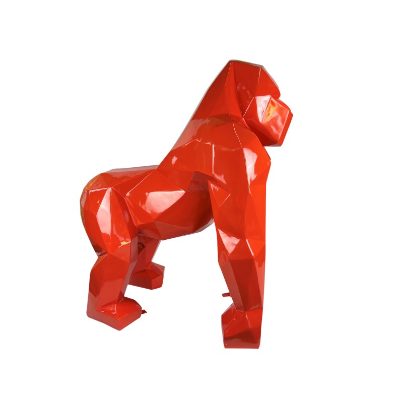 Estatua de diseño decorativo GORILLE ORIGAMI en fibra de vidrio (H130 x W110 cm) (naranja) - image 63392