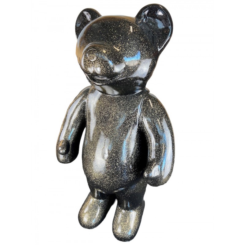Estatua de diseño decorativo TEDDY en resina (H146 x W95 cm) (purpurina negra) - image 63401